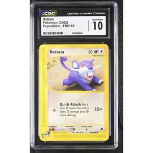 CGC 10 GEM MINT Rattata 128/165 Pokémon Expedition Non Holo Graded Card (PSA)
